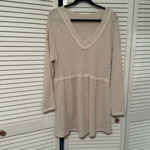 Amazon Cream V Neck Waffle Tee- unsure about the size. Most likely XL